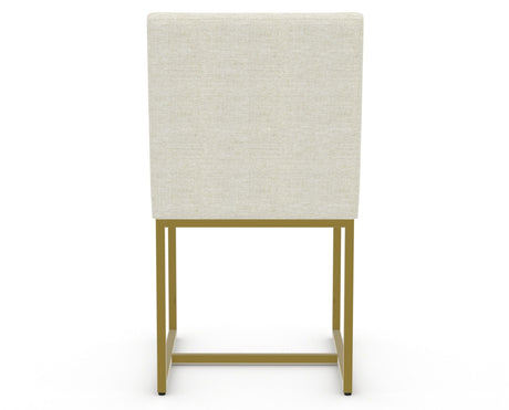 Canadel Modern Upholstered Dining Chair 5174 in TW Fabric with a gold metal frame, back view