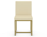 Canadel Modern Upholstered Dining Chair 5174 in XZ Faux Leather with a gold metal frame, front view