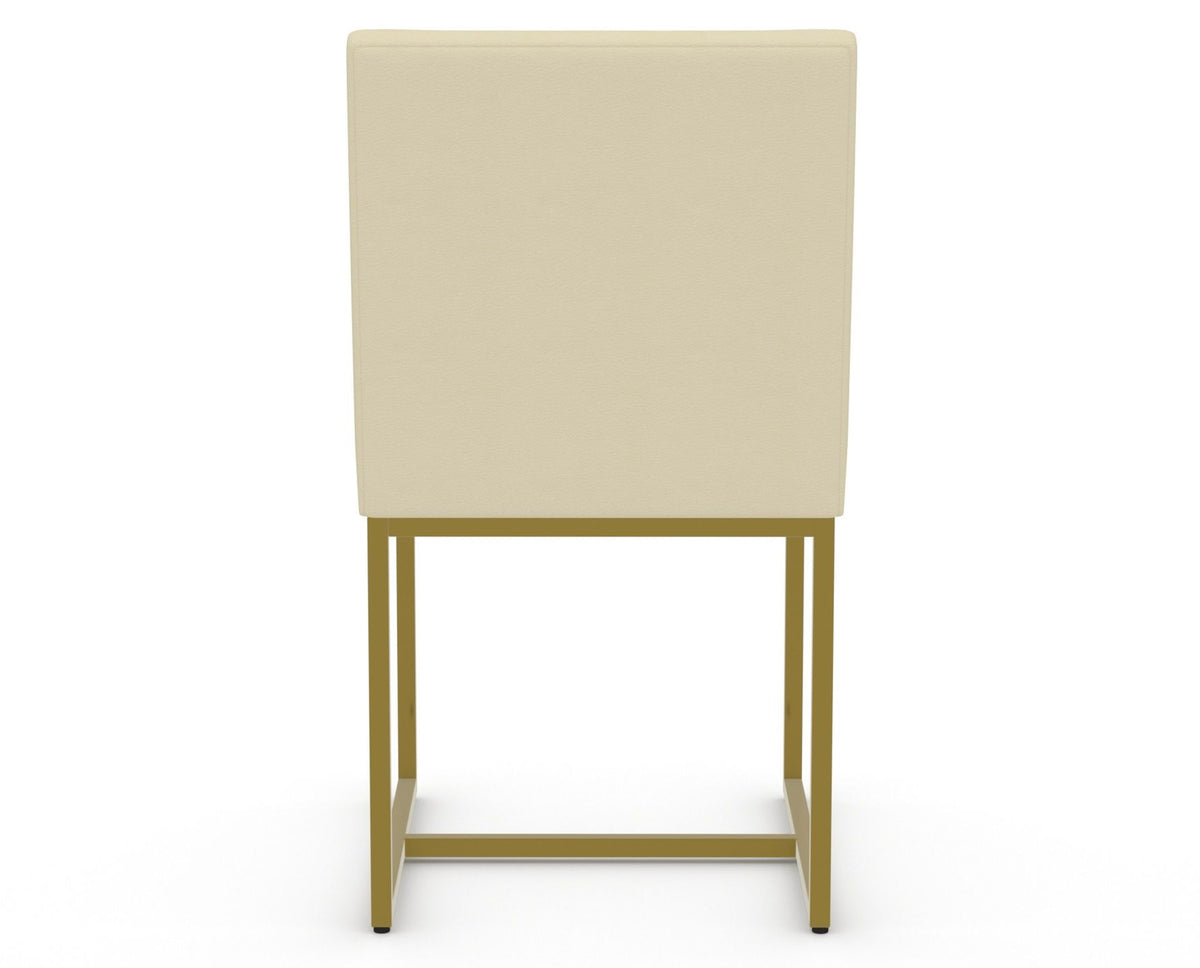 Canadel Modern Upholstered Dining Chair 5174 in XZ Faux Leather with a gold metal frame, back view