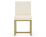 Canadel Modern Upholstered Dining Chair 5174 in YJ Faux Leather with a gold metal frame, front view