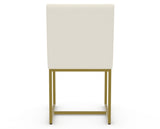 Canadel Modern Upholstered Dining Chair 5174 in YJ Faux Leather with a gold metal frame, back view