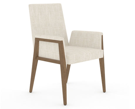 Canadel Modern Upholstered Dining Chair 5177 in FT InsideOut® and 25 Pecan Washed, three-quarter view