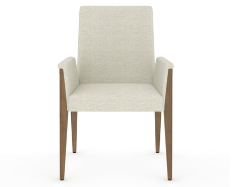 Canadel Modern Upholstered Dining Chair 5177 in Pecan Washed & Fabric TW, front view