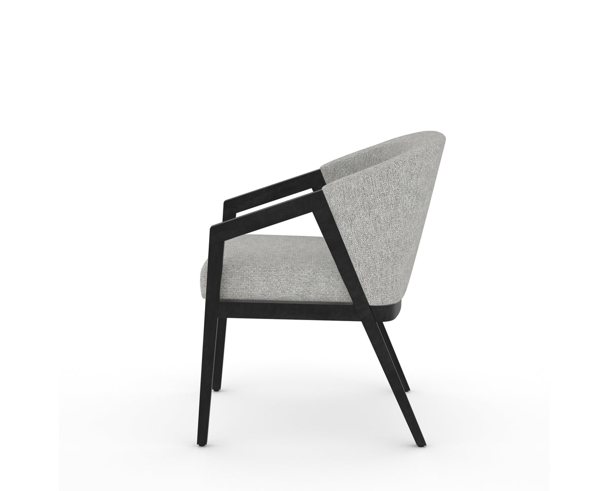 Canadel Modern Angle Dining Chair in Dark Smoke, 7C Fabric, side view