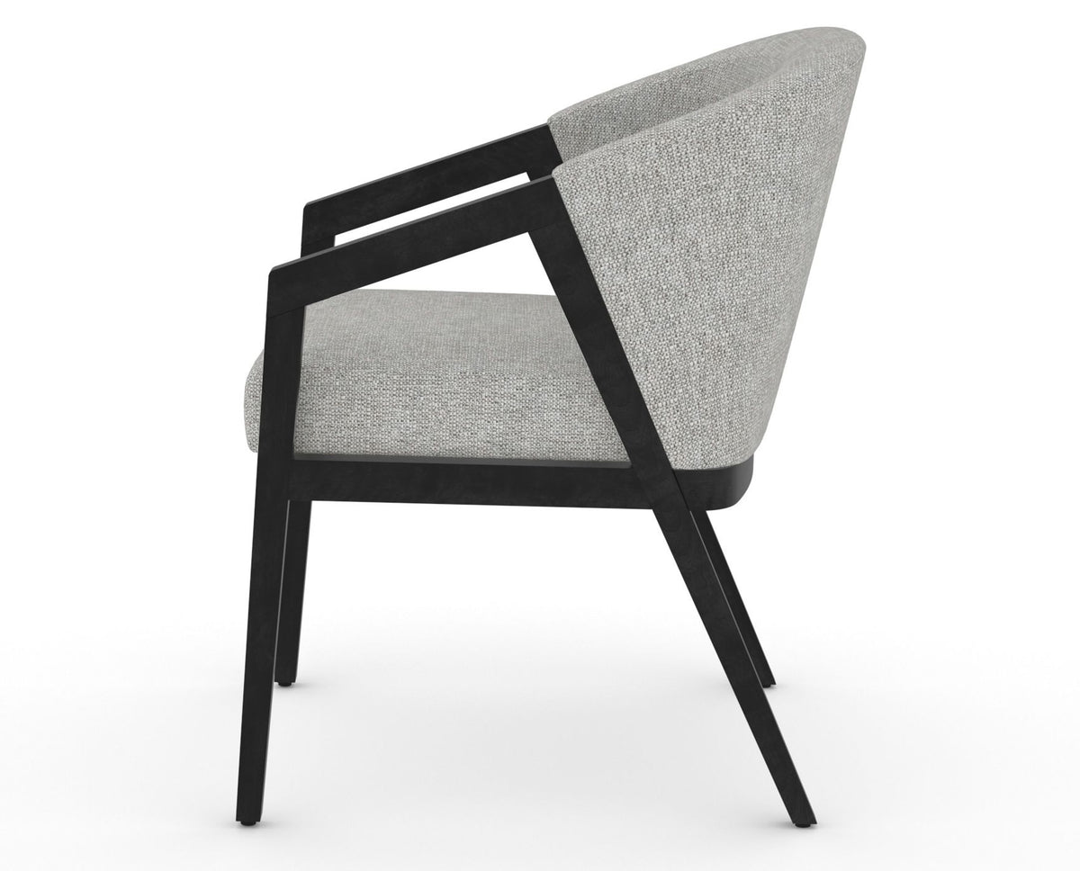 Canadel Modern Angle Dining Chair in Dark Smoke, 7C Fabric, side view