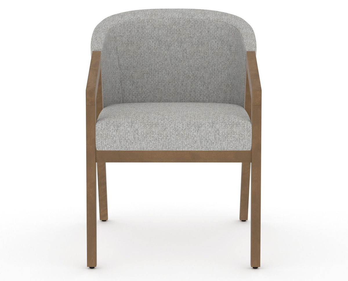 Canadel Modern Angle Dining Chair in Pecan Washed, 7C Fabric, front view