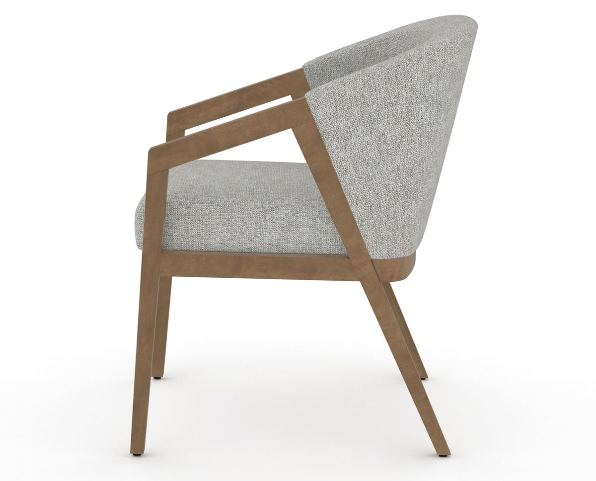 Canadel Modern Angle Dining Chair in Pecan Washed, 7C Fabric, side view