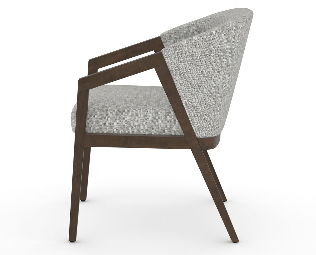Canadel Modern Angle Dining Chair in Hazelnut Washed, 7C Fabric, side view