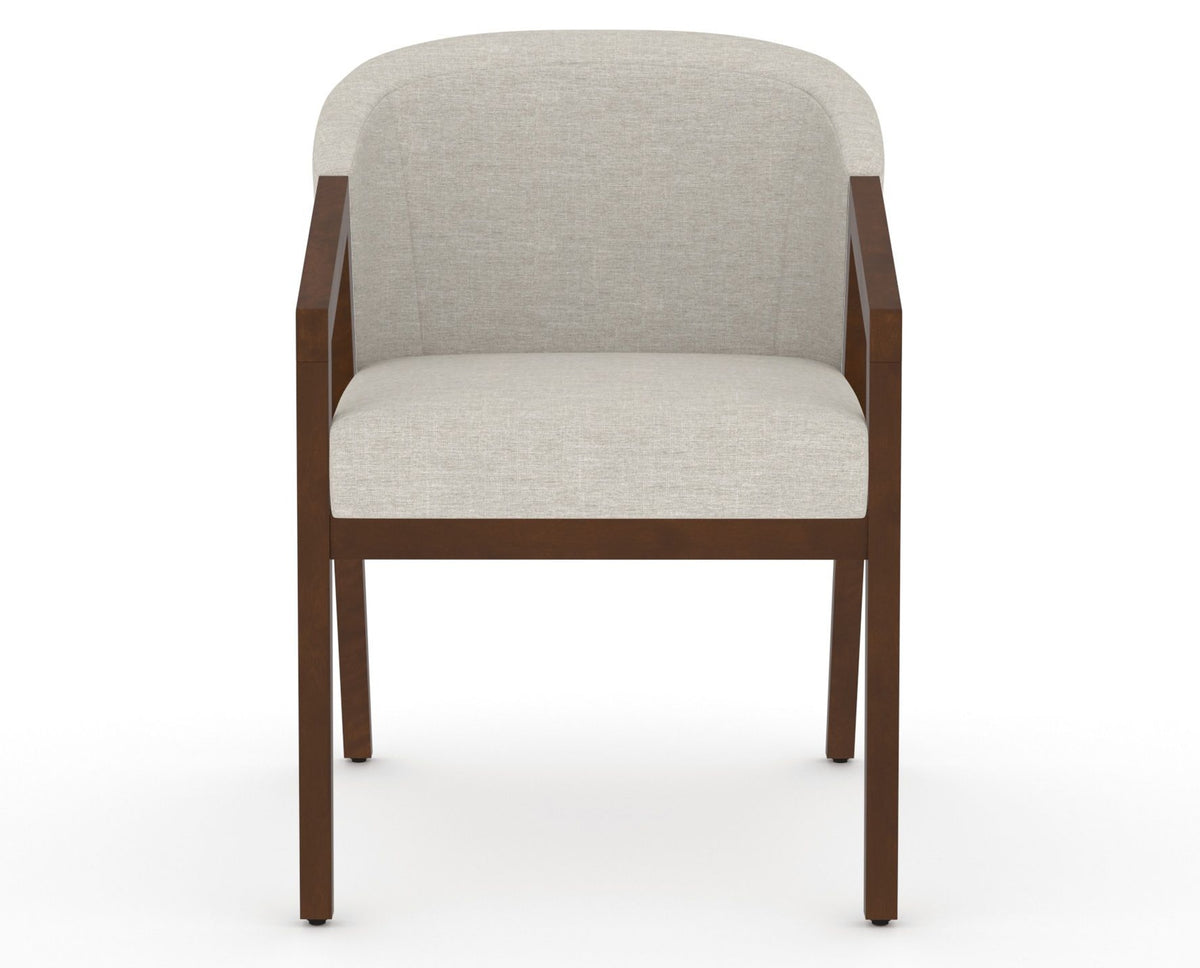 Canadel Modern Angle Dining Chair in Cognac Washed, TB Fabric, front view