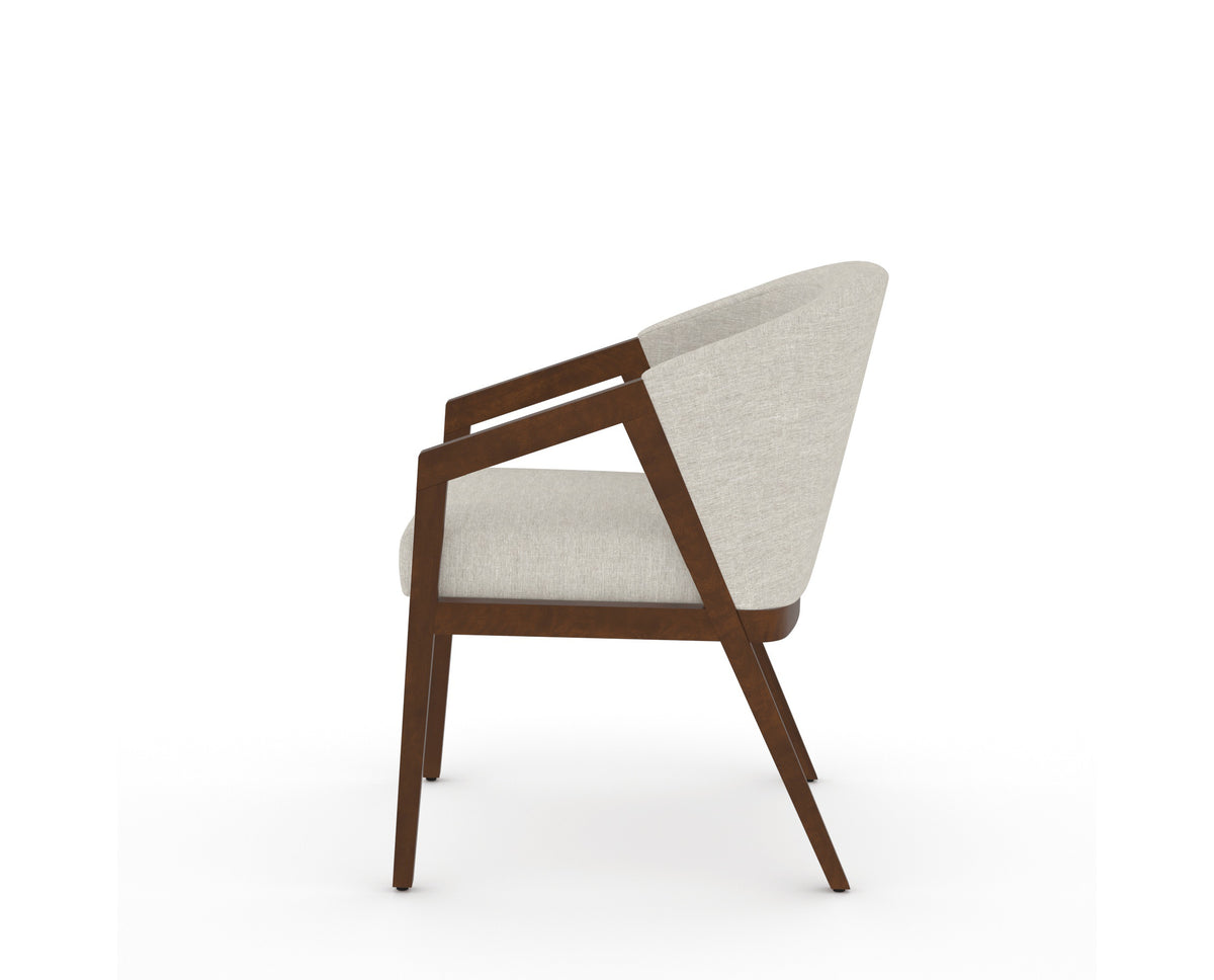 Canadel Modern Angle Dining Chair in Cognac Washed, TB Fabric, side view