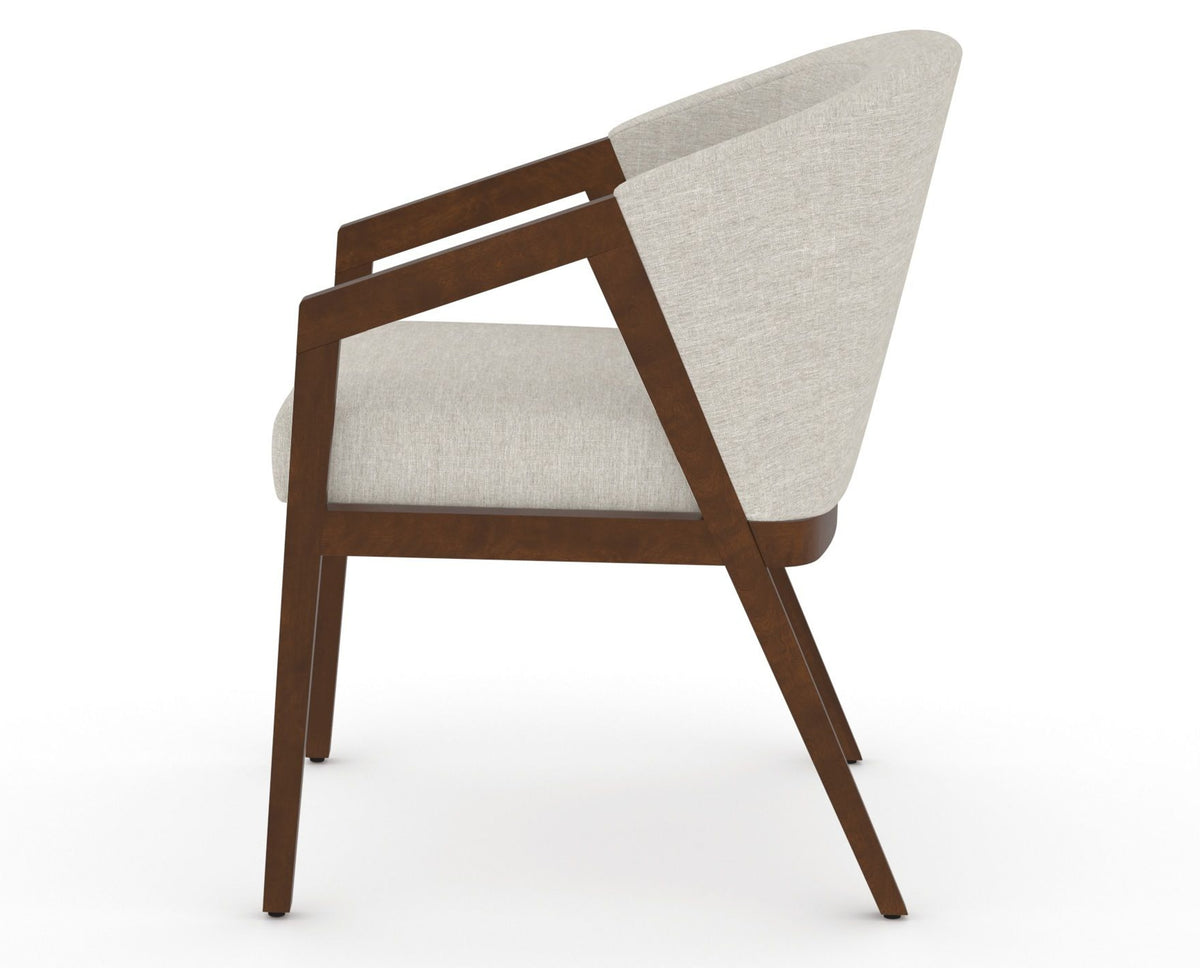 Canadel Modern Angle Dining Chair in Cognac Washed, TB Fabric, side view