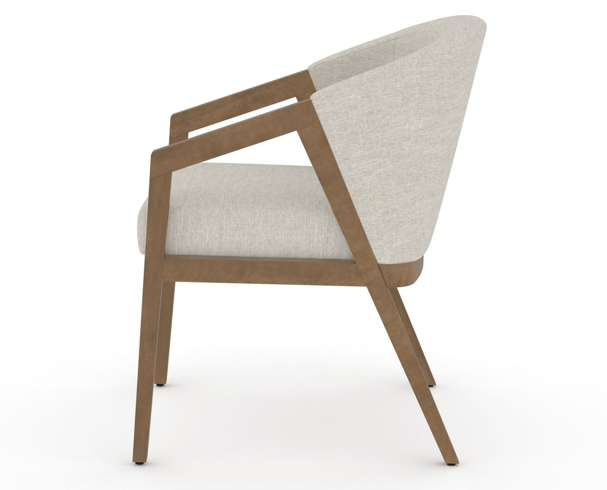 Canadel Modern Angle Dining Chair in Pecan Washed, TB Fabric, side view