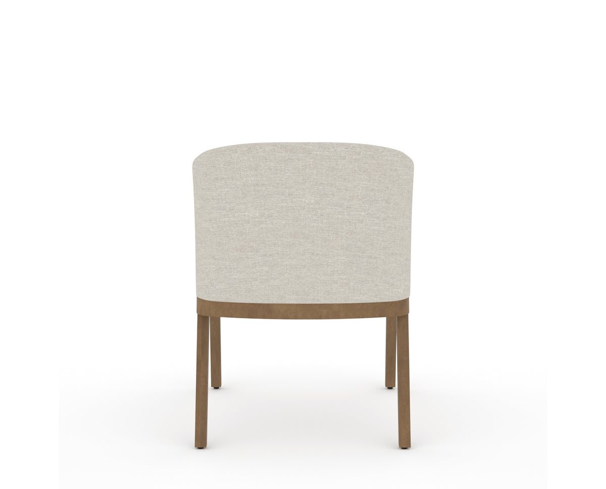 Canadel Modern Angle Dining Chair in Pecan Washed, TB Fabric, back view