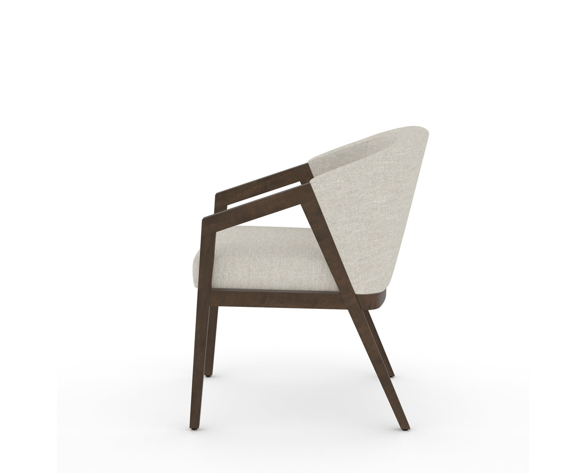 Canadel Modern Angle Dining Chair in Hazelnut Washed, TB Fabric, side view