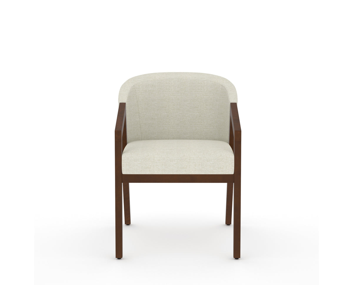 Canadel Modern Angle Dining Chair in Cognac Washed, TW Fabric, front view