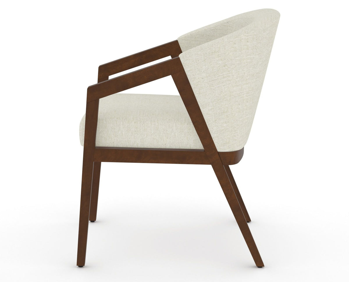 Canadel Modern Angle Dining Chair in Cognac Washed, TW Fabric, side view