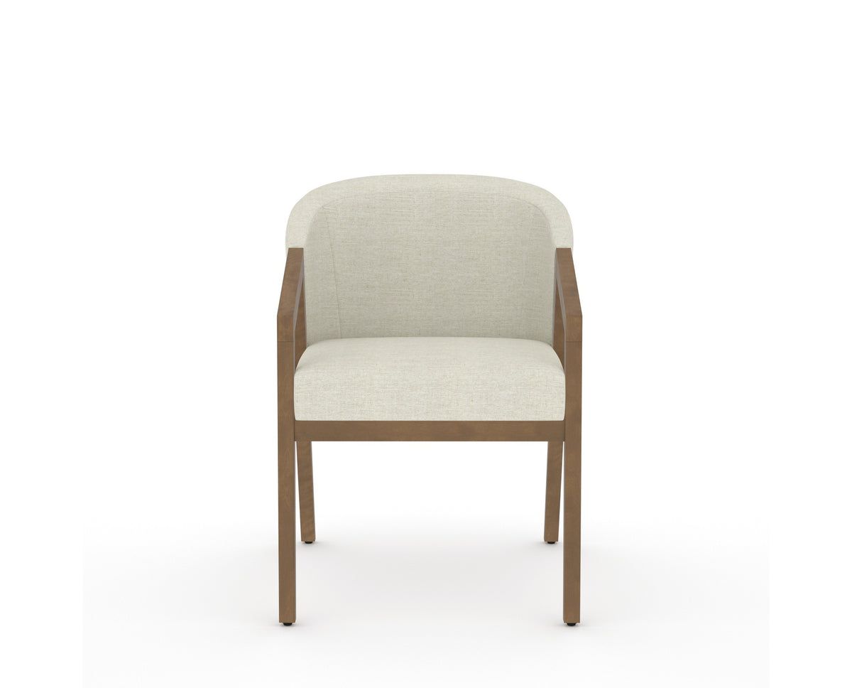 Canadel Modern Angle Dining Chair in Pecan Washed, TW Fabric, front view