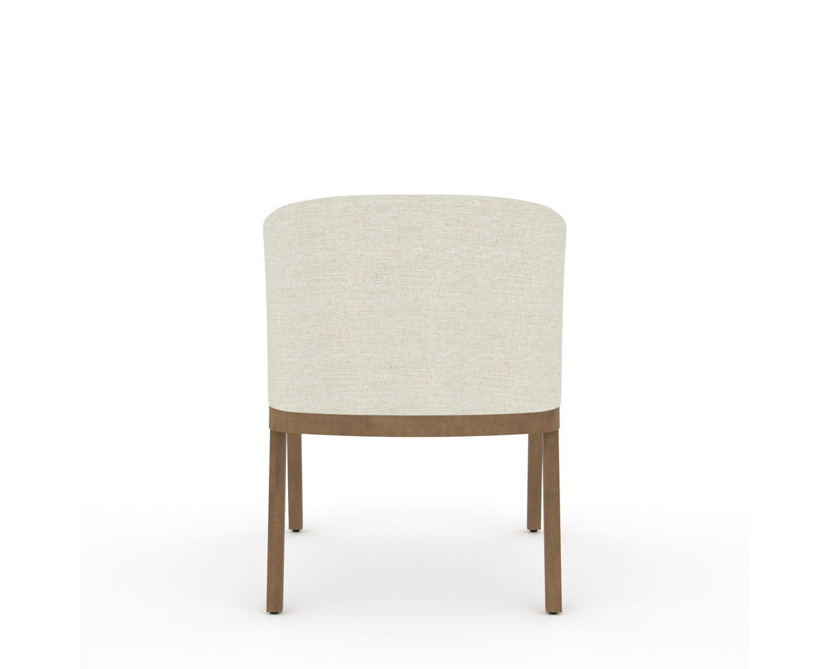 Canadel Modern Angle Dining Chair in Pecan Washed, TW Fabric, back view