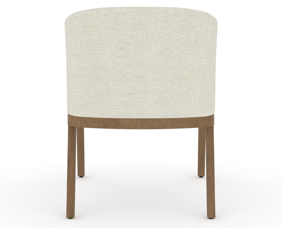 Canadel Modern Angle Dining Chair in Pecan Washed, TW Fabric, back view