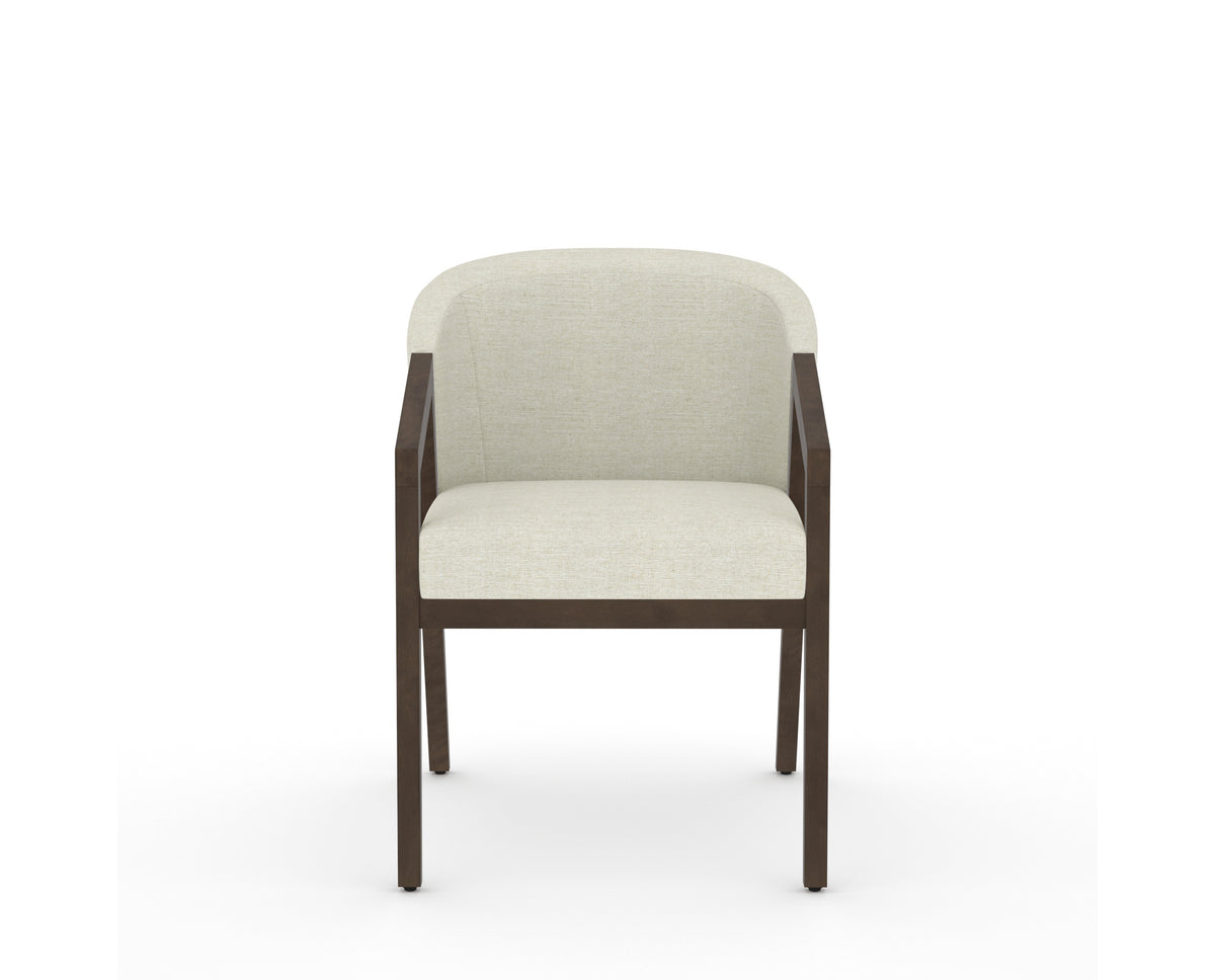 Canadel Modern Angle Dining Chair in Hazelnut Washed, TW Fabric, front view