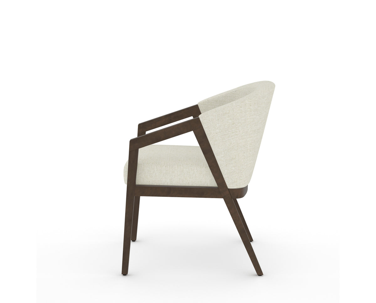 Canadel Modern Angle Dining Chair in Hazelnut Washed, TW Fabric, side view