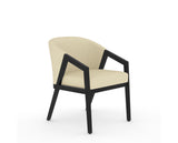 Canadel Modern Angle Dining Chair in Dark Smoke, XZ Faux Leather, three-quarter view