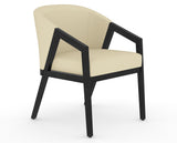 Canadel Modern Angle Dining Chair in Dark Smoke, XZ Faux Leather, three-quarter view