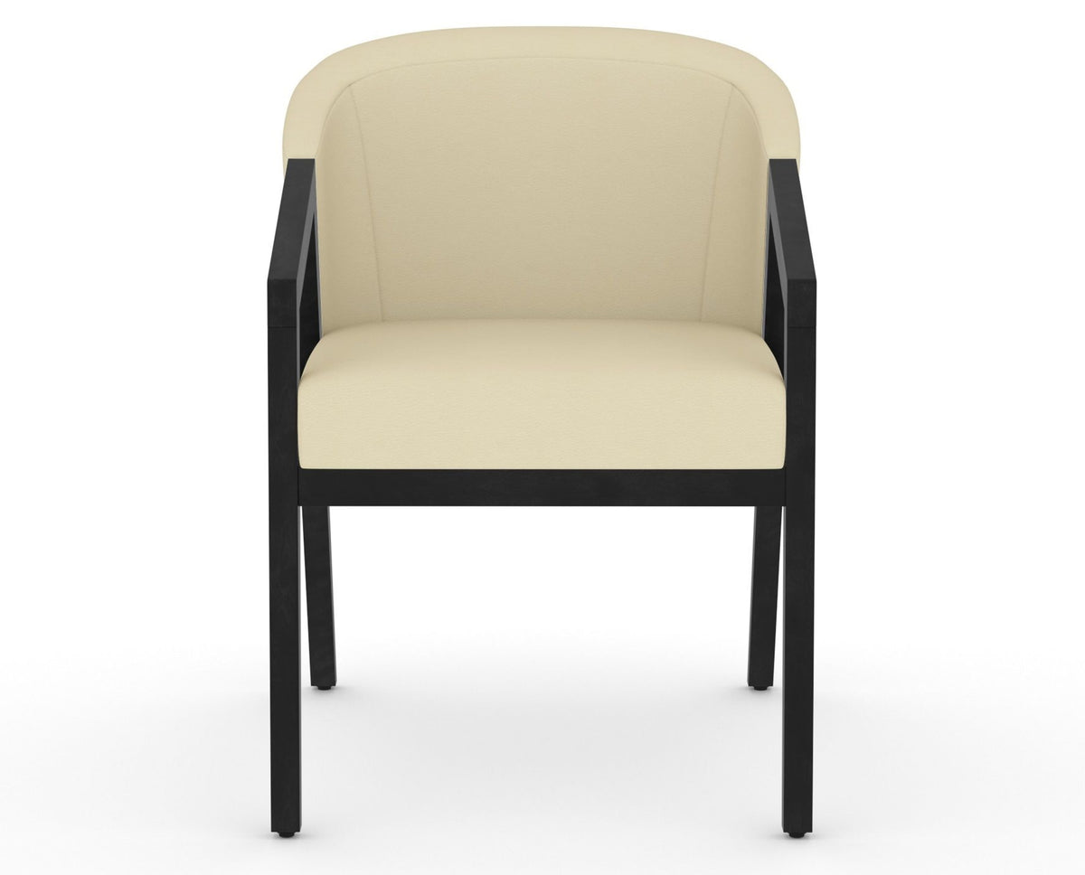 Canadel Modern Angle Dining Chair in Dark Smoke, XZ Faux Leather, front view