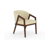 Canadel Modern Angle Dining Chair in Cognac Washed, XZ Faux Leather, three-quarter view