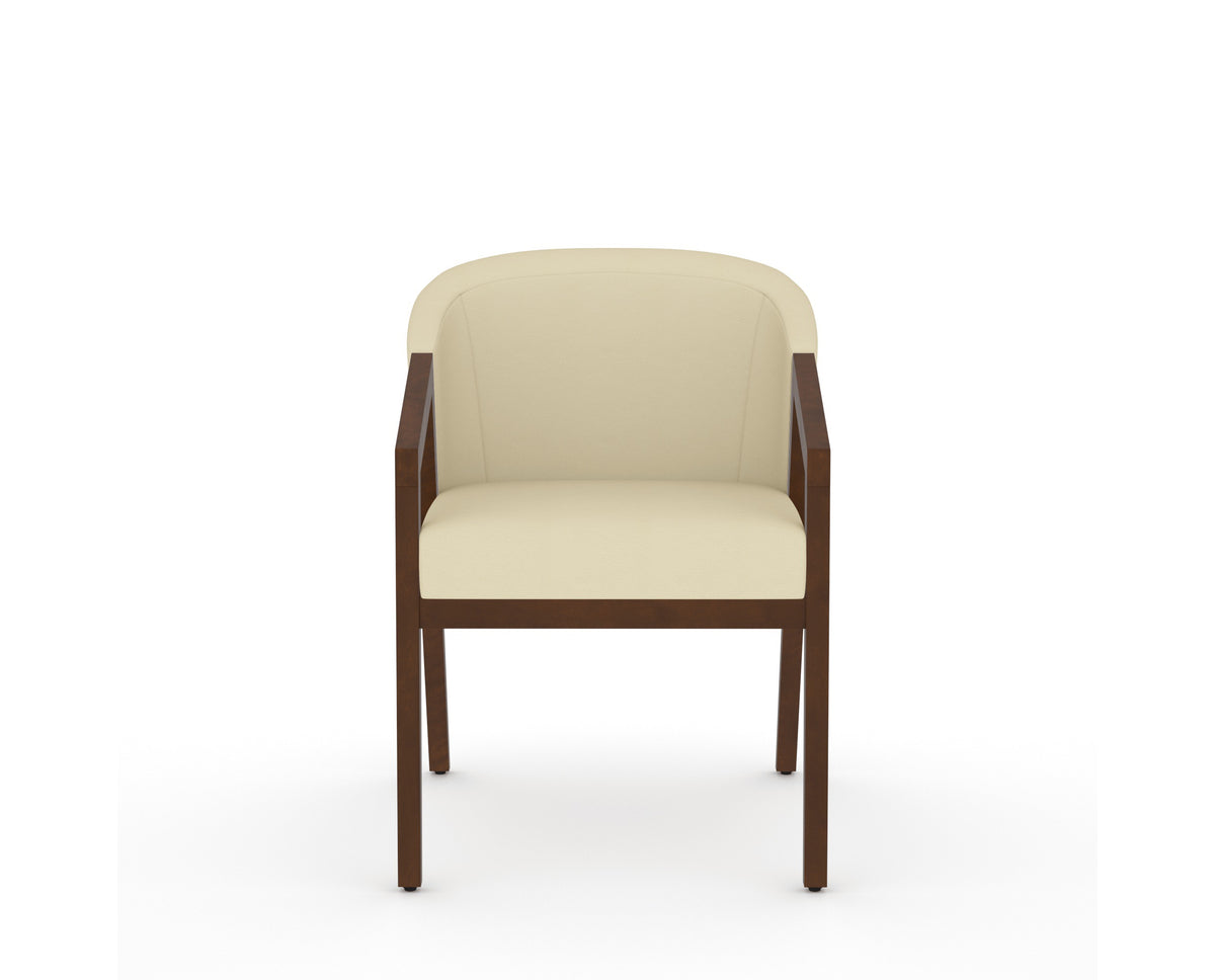 Canadel Modern Angle Dining Chair in Cognac Washed, XZ Faux Leather, front view