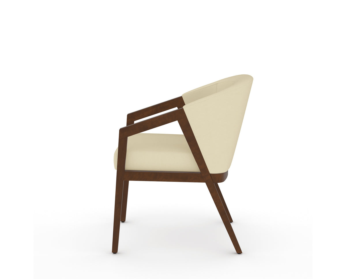 Canadel Modern Angle Dining Chair in Cognac Washed, XZ Faux Leather, side view