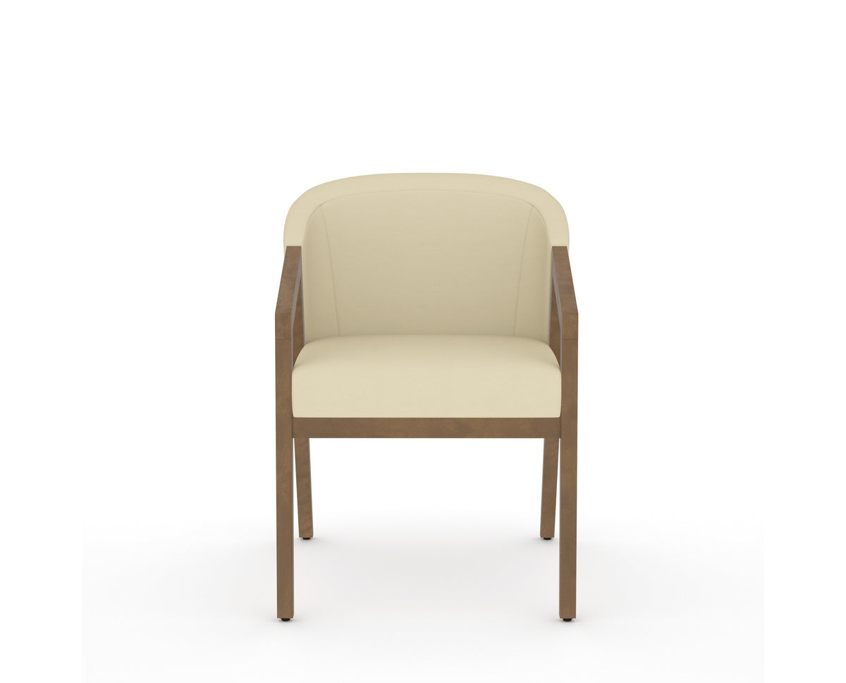 Canadel Modern Angle Dining Chair in Pecan Washed, XZ Faux Leather, front view