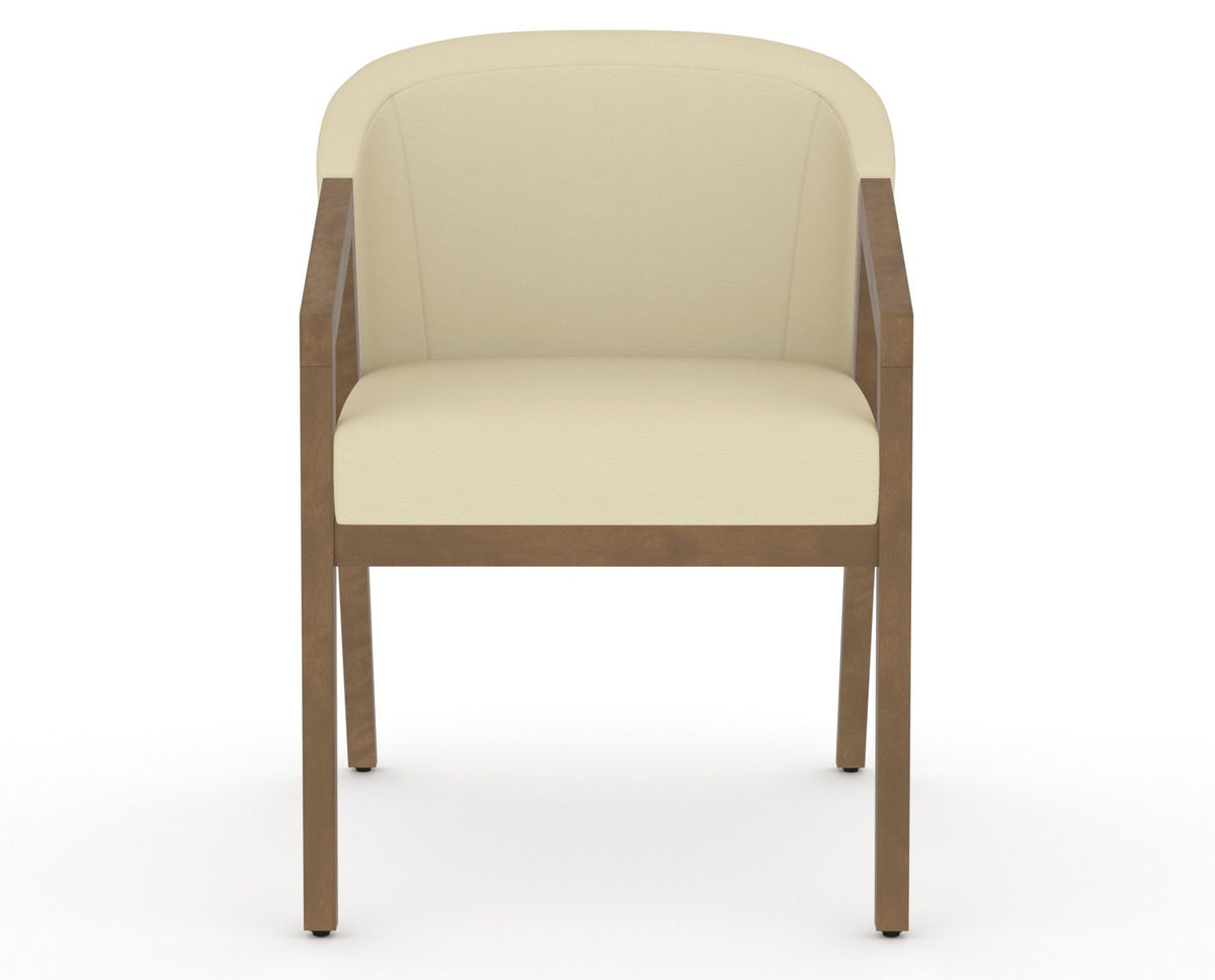 Canadel Modern Angle Dining Chair in Pecan Washed, XZ Faux Leather, front view