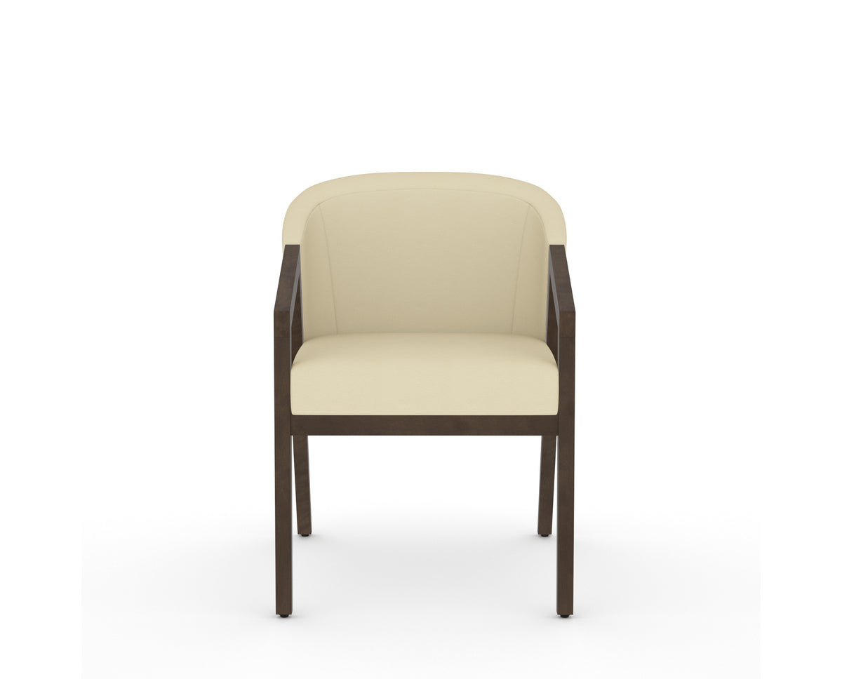 Canadel Modern Angle Dining Chair in Hazelnut Washed, XZ Faux Leather, front view