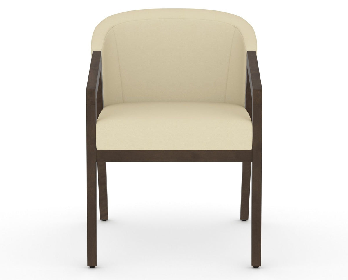 Canadel Modern Angle Dining Chair in Hazelnut Washed, XZ Faux Leather, front view