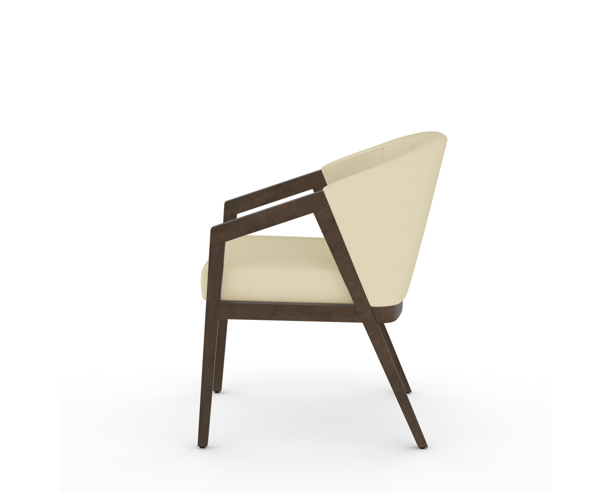 Canadel Modern Angle Dining Chair in Hazelnut Washed, XZ Faux Leather, side view