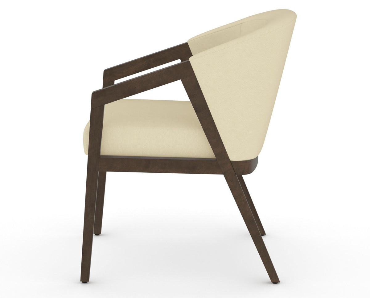 Canadel Modern Angle Dining Chair in Hazelnut Washed, XZ Faux Leather, side view