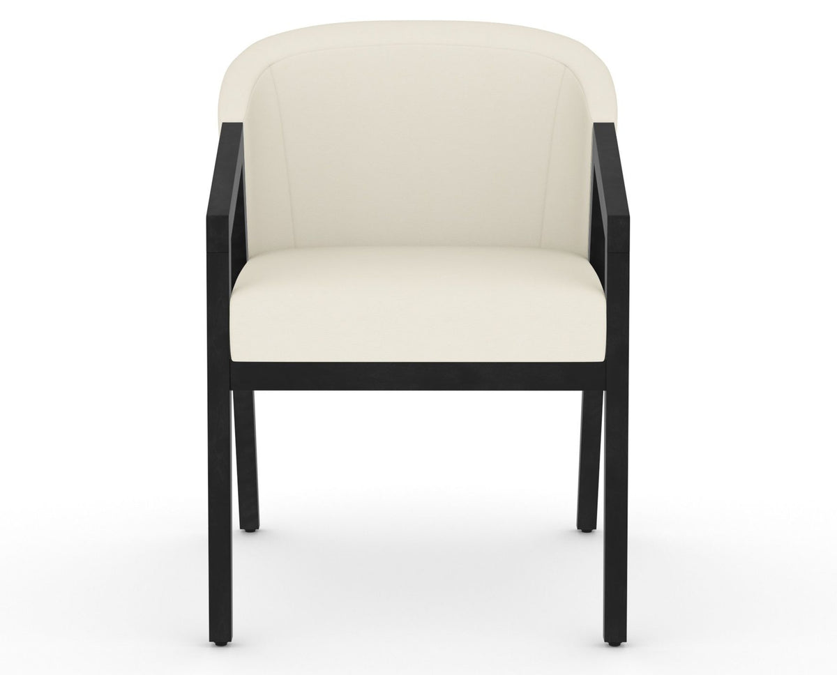 Canadel Modern Angle Dining Chair in Dark Smoke, YJ Faux Leather, front view