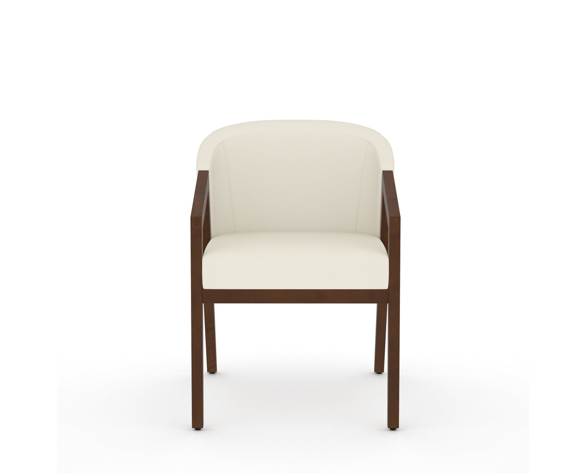 Canadel Modern Angle Dining Chair in Cognac Washed, YJ Faux Leather, front view