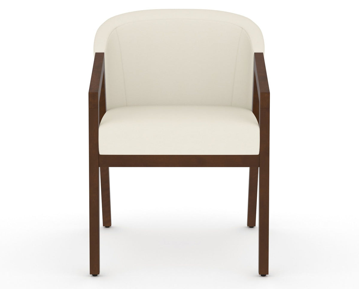 Canadel Modern Angle Dining Chair in Cognac Washed, YJ Faux Leather, front view