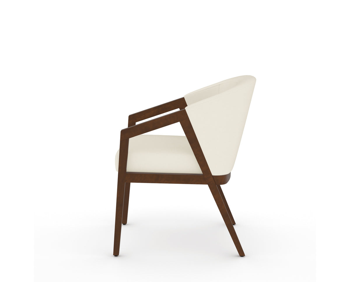 Canadel Modern Angle Dining Chair in Cognac Washed, YJ Faux Leather, side view