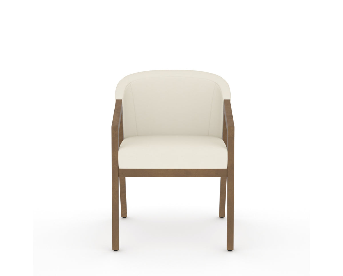 Canadel Modern Angle Dining Chair in Pecan Washed, YJ Faux Leather, front view