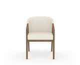 Canadel Modern Angle Dining Chair in Pecan Washed, YJ Faux Leather, front view