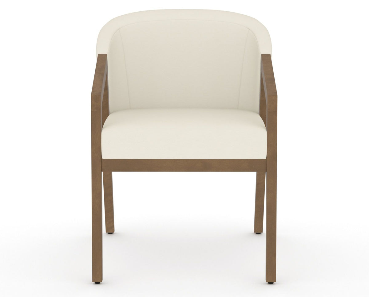 Canadel Modern Angle Dining Chair in Pecan Washed, YJ Faux Leather, front view