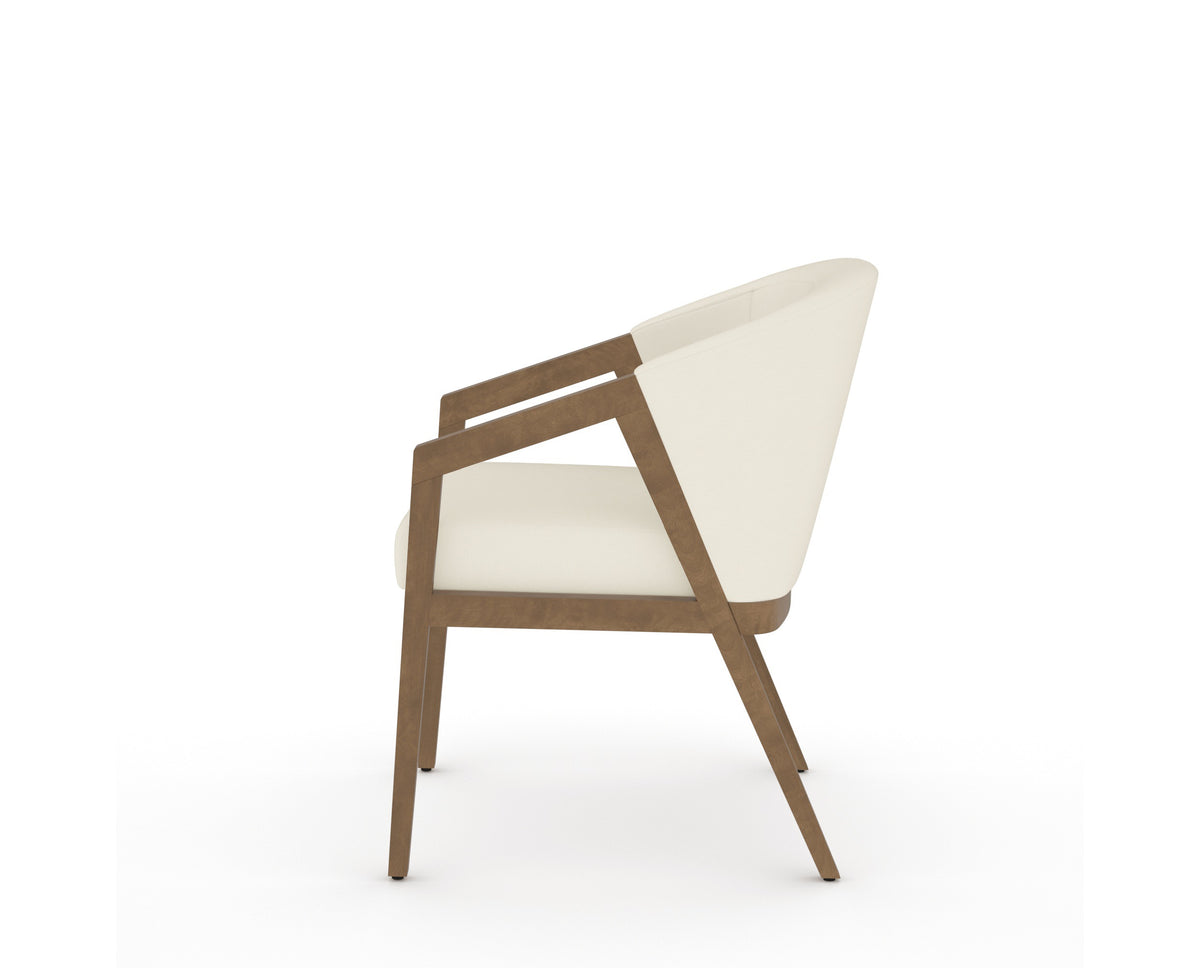 Canadel Modern Angle Dining Chair in Pecan Washed, YJ Faux Leather, side view