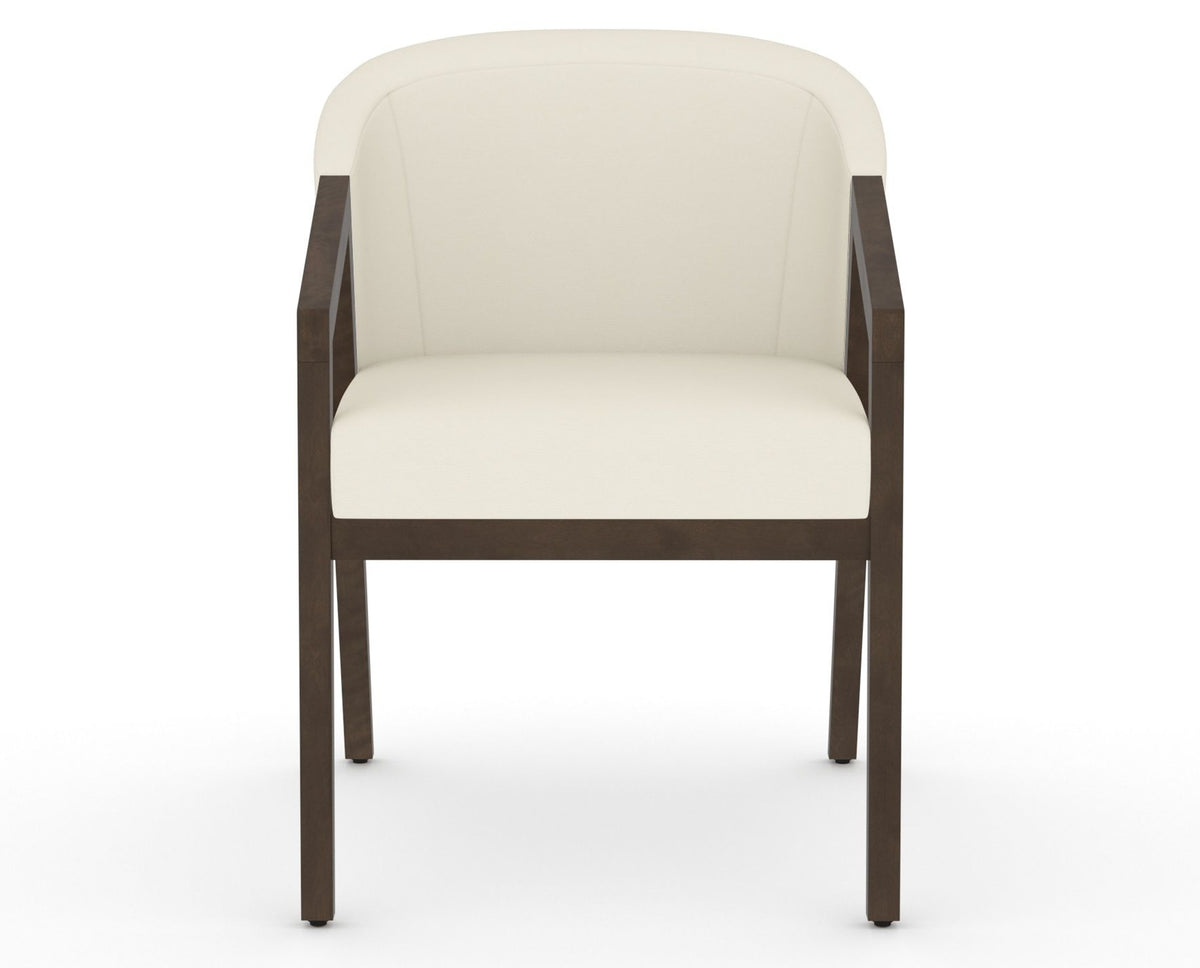 Canadel Modern Angle Dining Chair in Hazelnut Washed, YJ Faux Leather, front view
