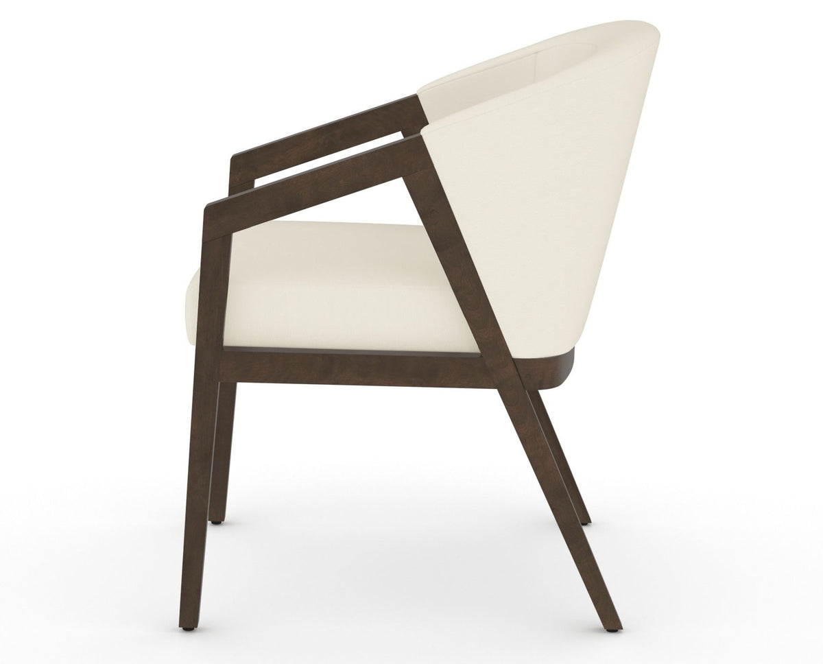 Canadel Modern Angle Dining Chair in Hazelnut Washed, YJ Faux Leather, side view