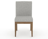 Canadel Modern Box Back Dining Chair in Pecan Washed, 7C Fabric, front view