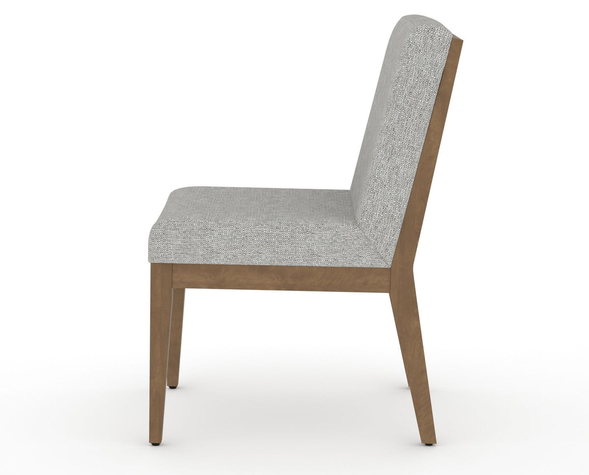 Canadel Modern Box Back Dining Chair in Pecan Washed, 7C Fabric, side view