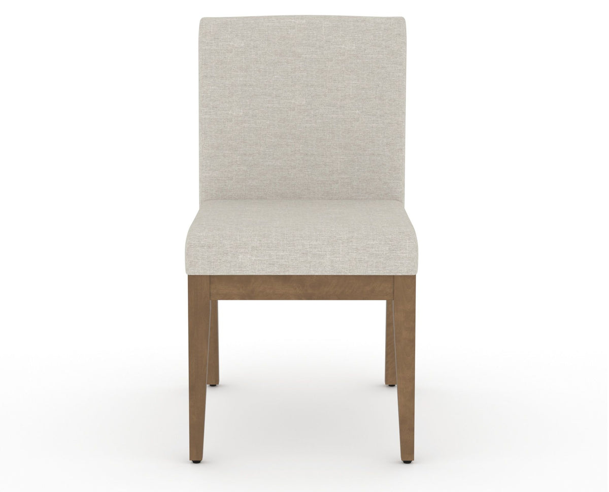 Canadel Modern Box Back Dining Chair in Pecan Washed, TB Fabric, front view